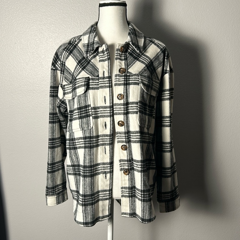 LA Hearts Oversized Plaid Placket sz XS/S - Picture 3 of 7